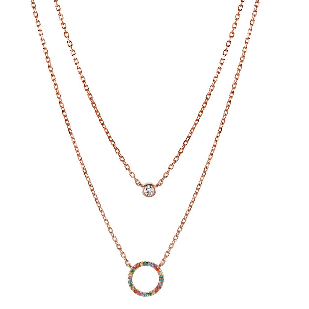 Necklace Silver Zirconia Colorful Rose Gold plated 42-45 cm