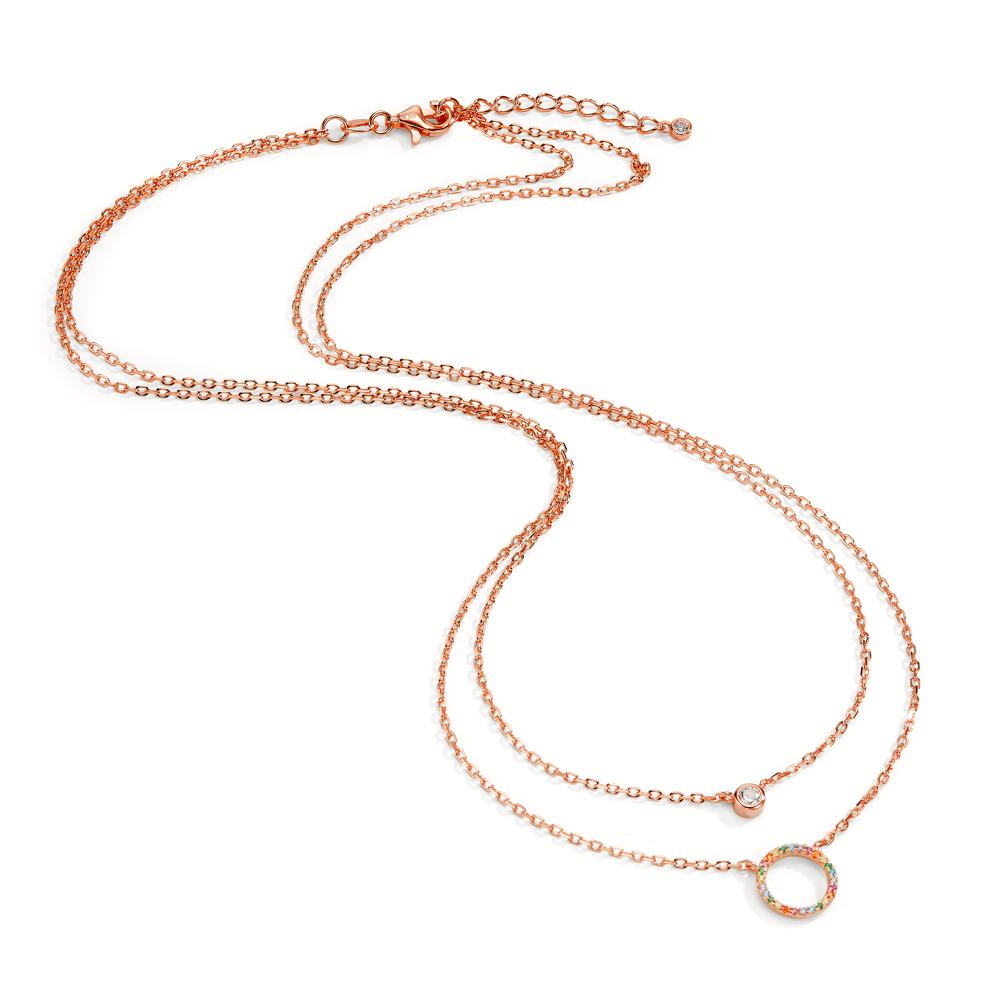 Necklace Silver Zirconia Colorful Rose Gold plated 42-45 cm