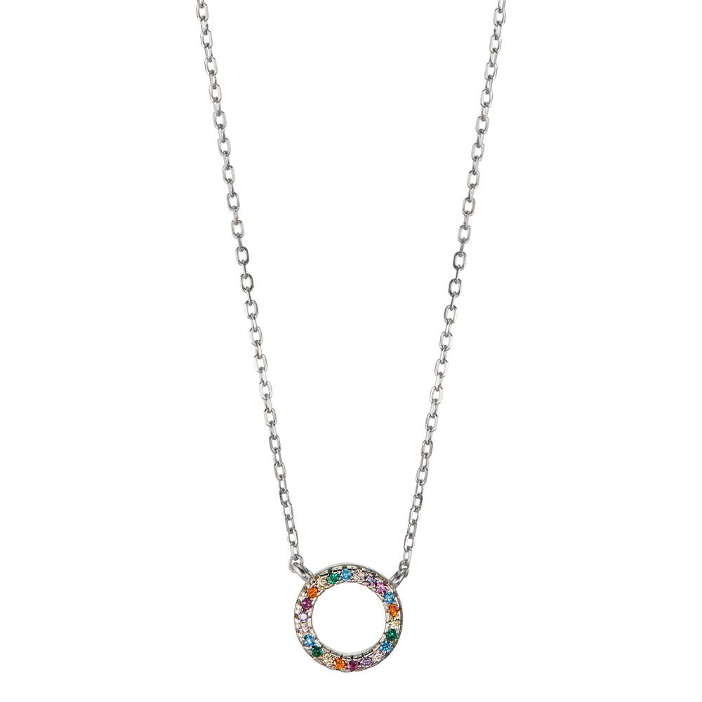 Necklace Silver Zirconia Colorful Rhodium plated 42-45 cm Ø9 mm