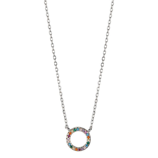 Necklace Silver Zirconia Colorful Rhodium plated 42-45 cm Ø9 mm