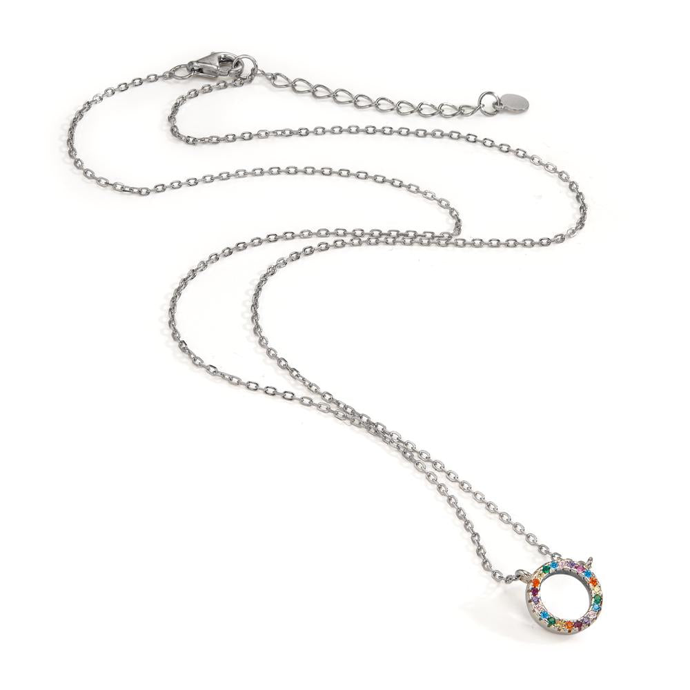 Necklace Silver Zirconia Colorful Rhodium plated 42-45 cm Ø9 mm