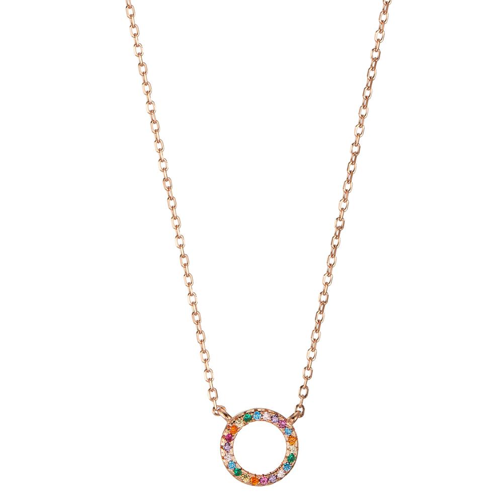 Necklace Silver Zirconia Colorful Rose Gold plated 42-45 cm Ø9 mm