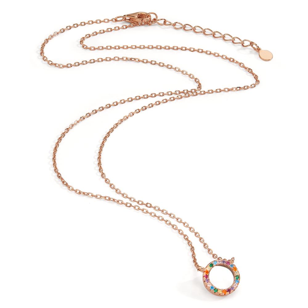 Necklace Silver Zirconia Colorful Rose Gold plated 42-45 cm Ø9 mm