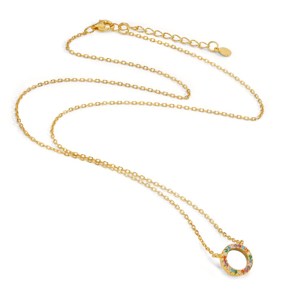 Necklace Silver Zirconia Yellow Gold plated 42-45 cm Ø9 mm