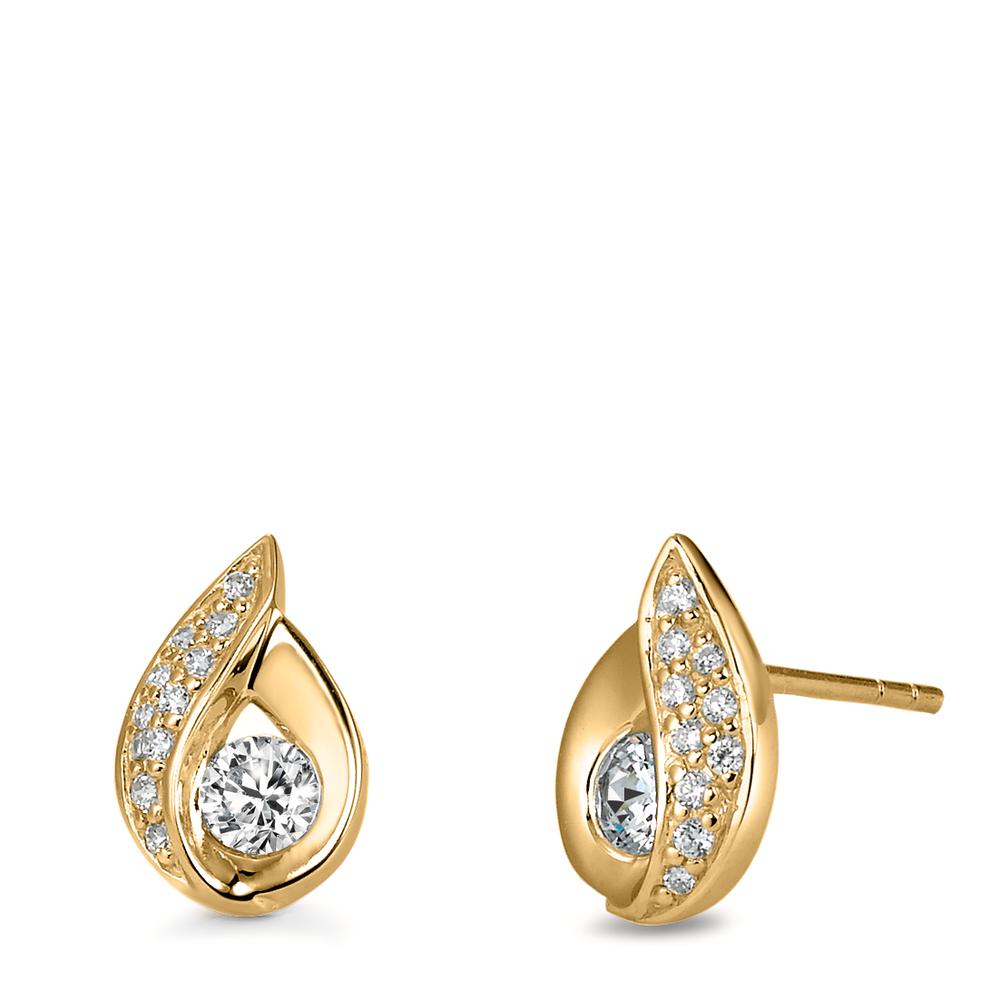 Stud earrings Silver Zirconia 22 Stones Yellow Gold plated