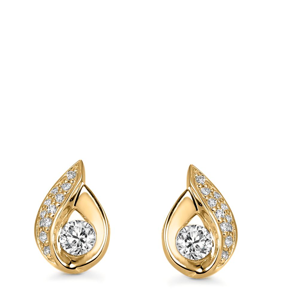 Stud earrings Silver Zirconia 22 Stones Yellow Gold plated