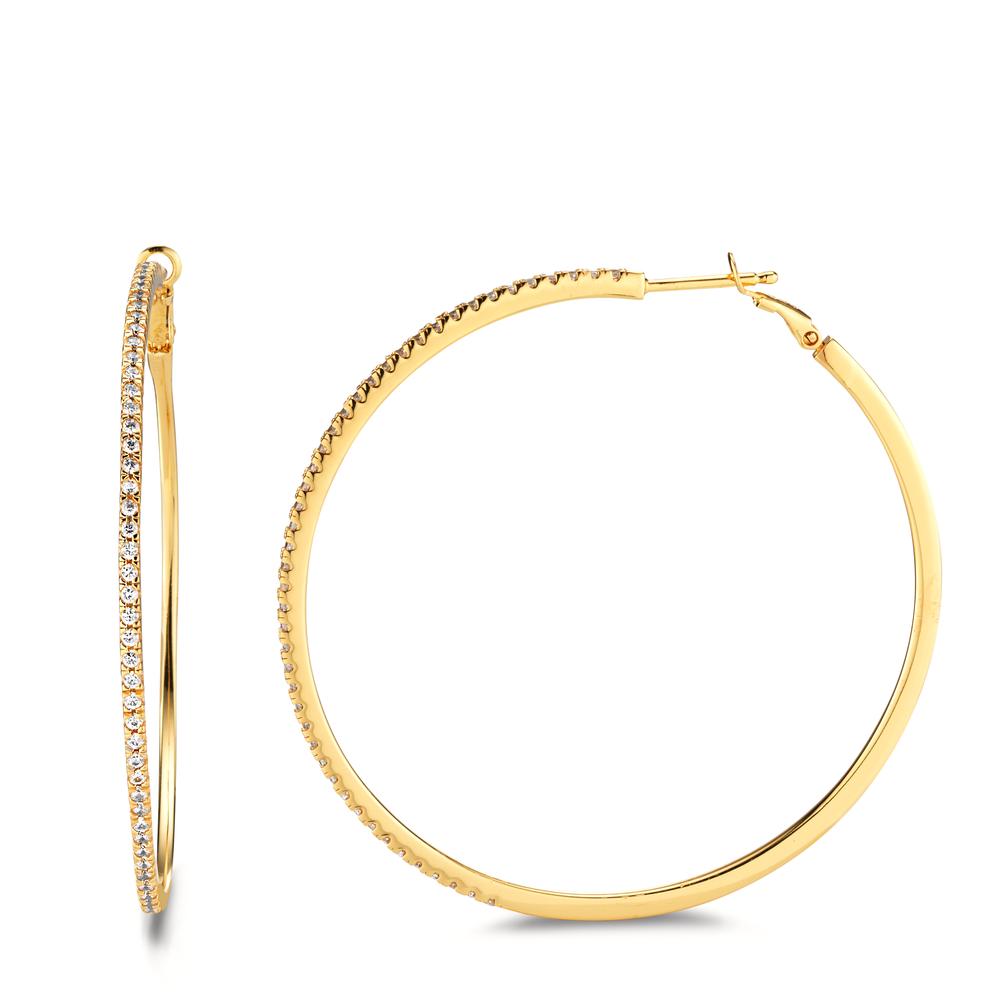 Hoop earrings Silver Zirconia 90 Stones Yellow Gold plated