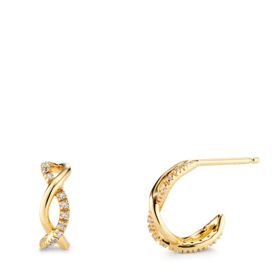 Hoop earrings Silver Zirconia 32 Stones Yellow Gold plated