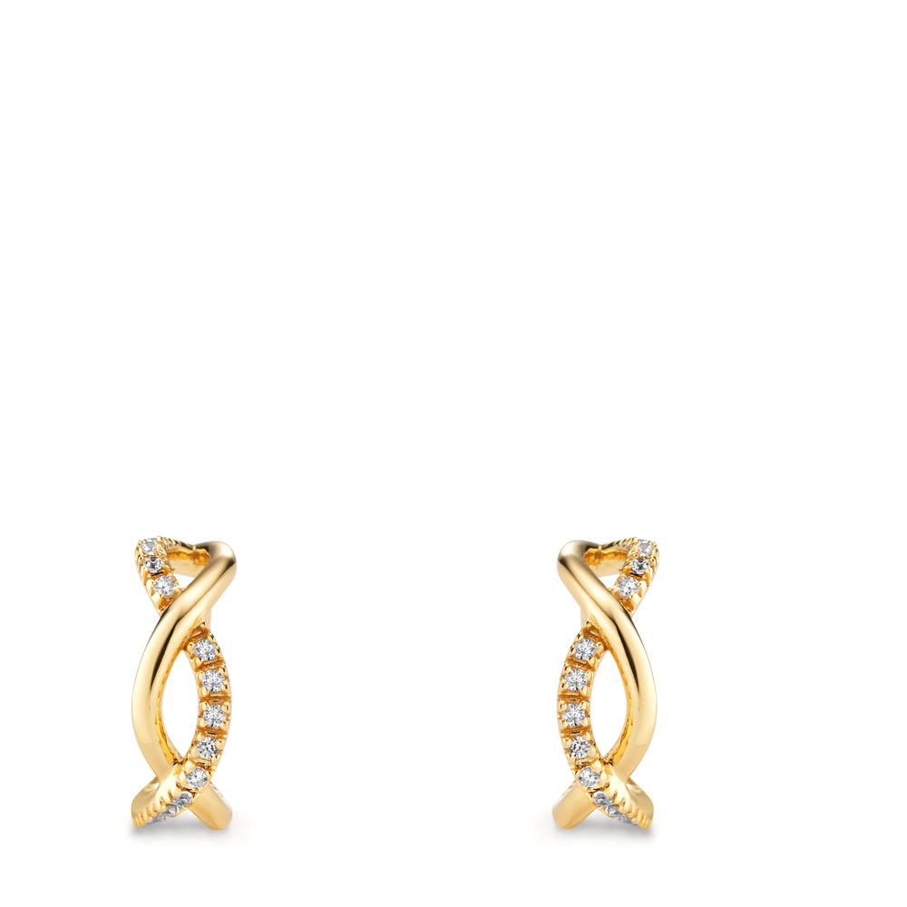 Hoop earrings Silver Zirconia 32 Stones Yellow Gold plated