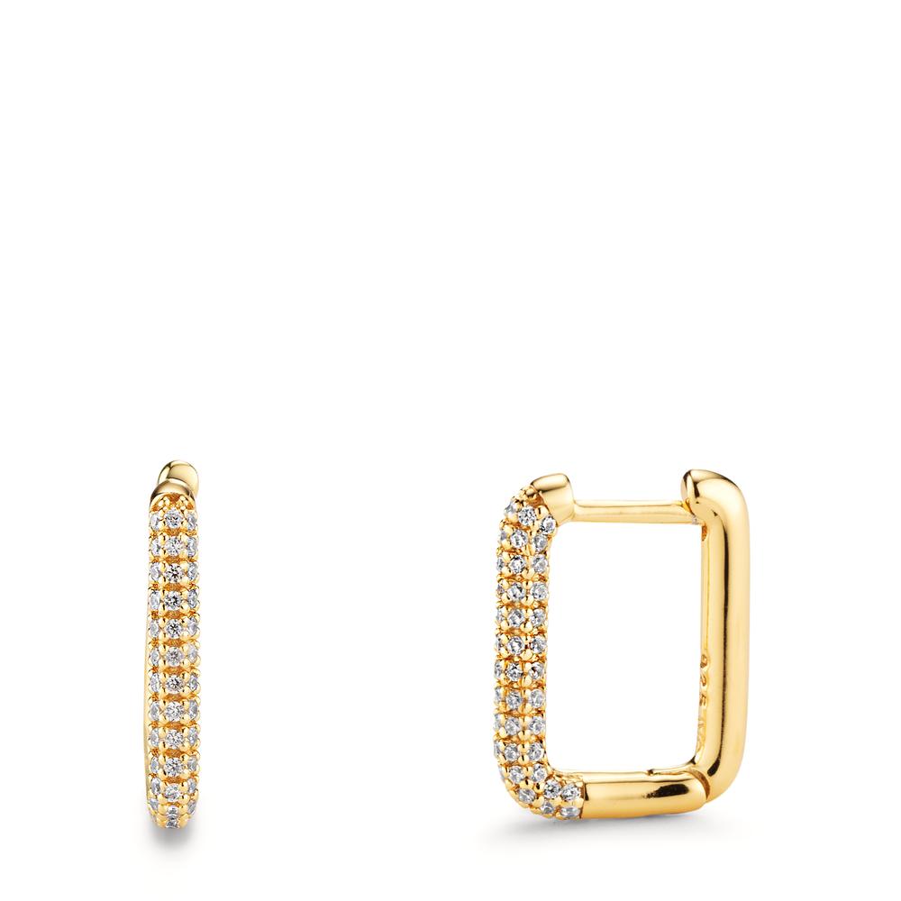 Hinged hoop Silver Zirconia Yellow Gold plated