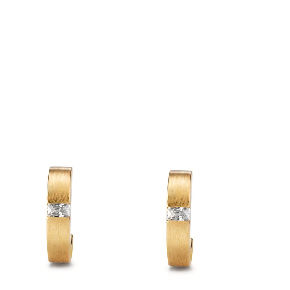 Hoop earrings Silver Zirconia 2 Stones Gold plated