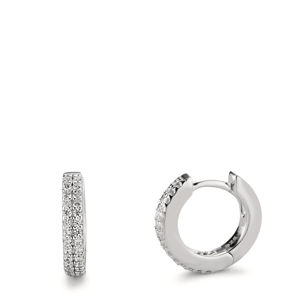 Hinged hoop Silver Zirconia Rhodium plated