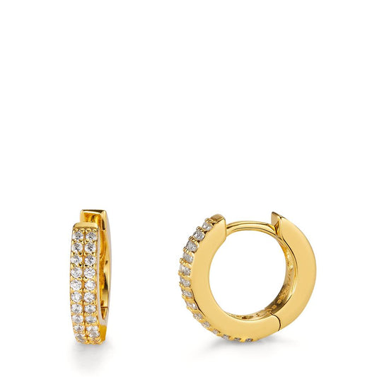 Hinged hoop Silver Zirconia Yellow Gold plated