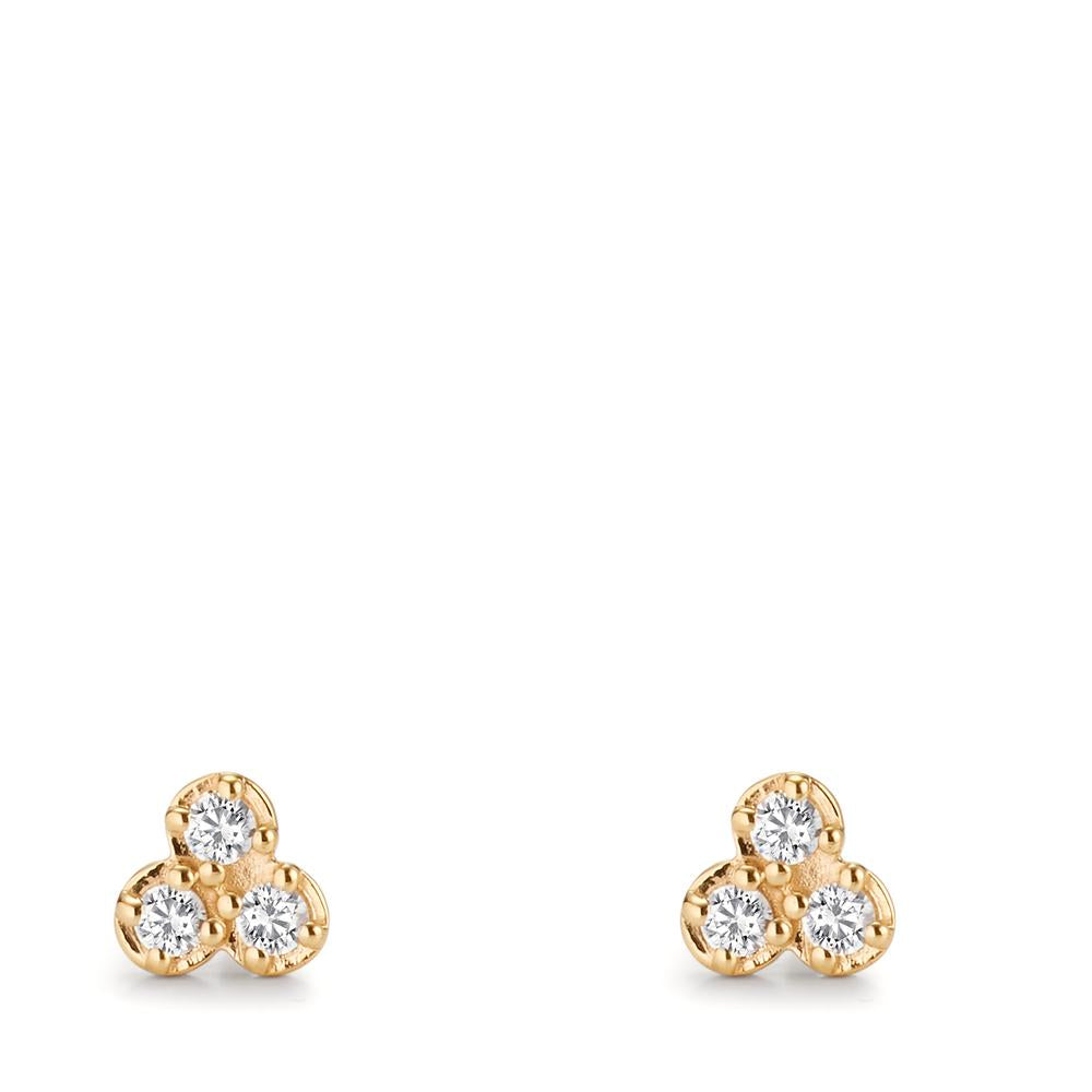 Stud earrings Silver Zirconia 6 Stones Yellow Gold plated Ø5.5 mm