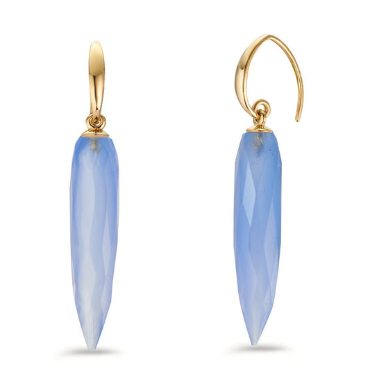 Drop Earrings Silver Chalcedony Blue Yellow Gold plated