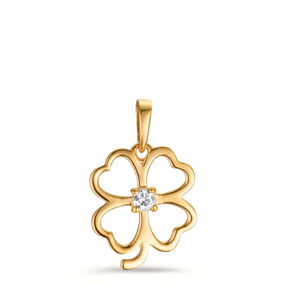 Pendant Silver Zirconia Gold plated Cloverleaf Ø13.5 mm