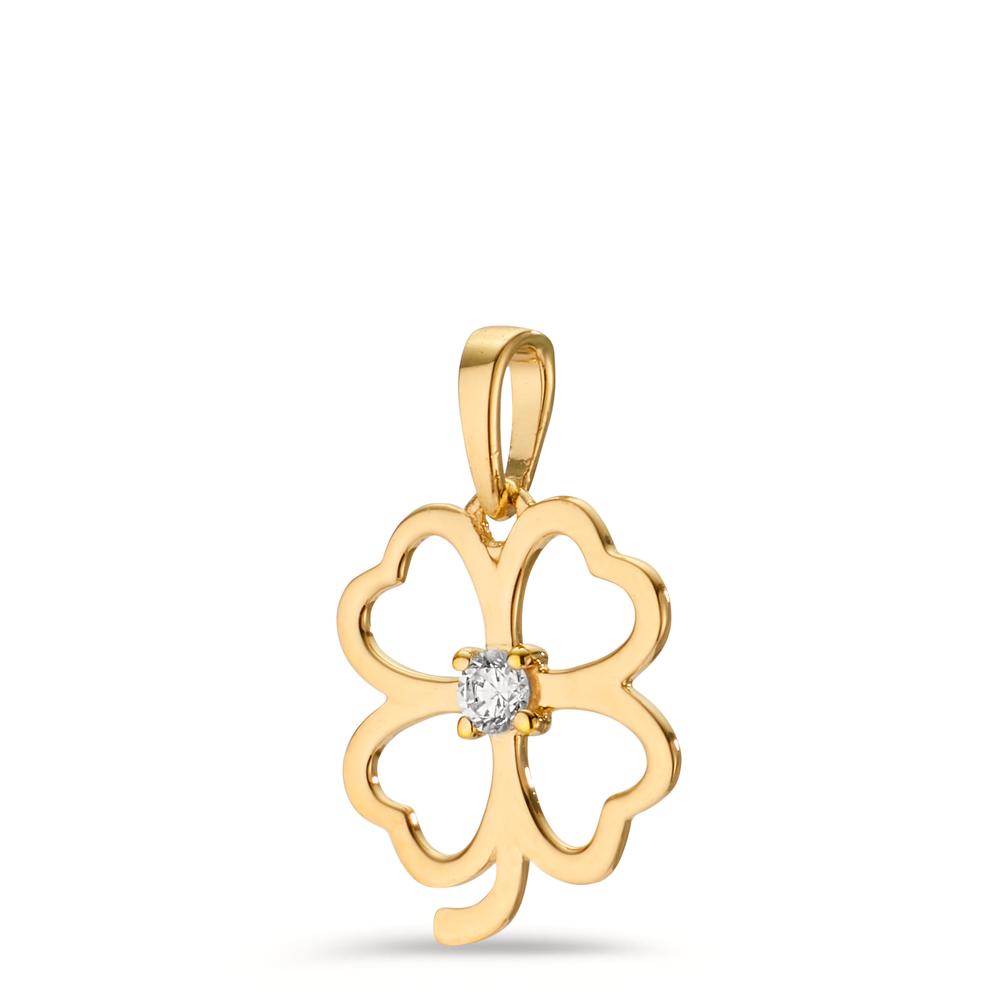 Pendant Silver Zirconia Gold plated Cloverleaf Ø13.5 mm