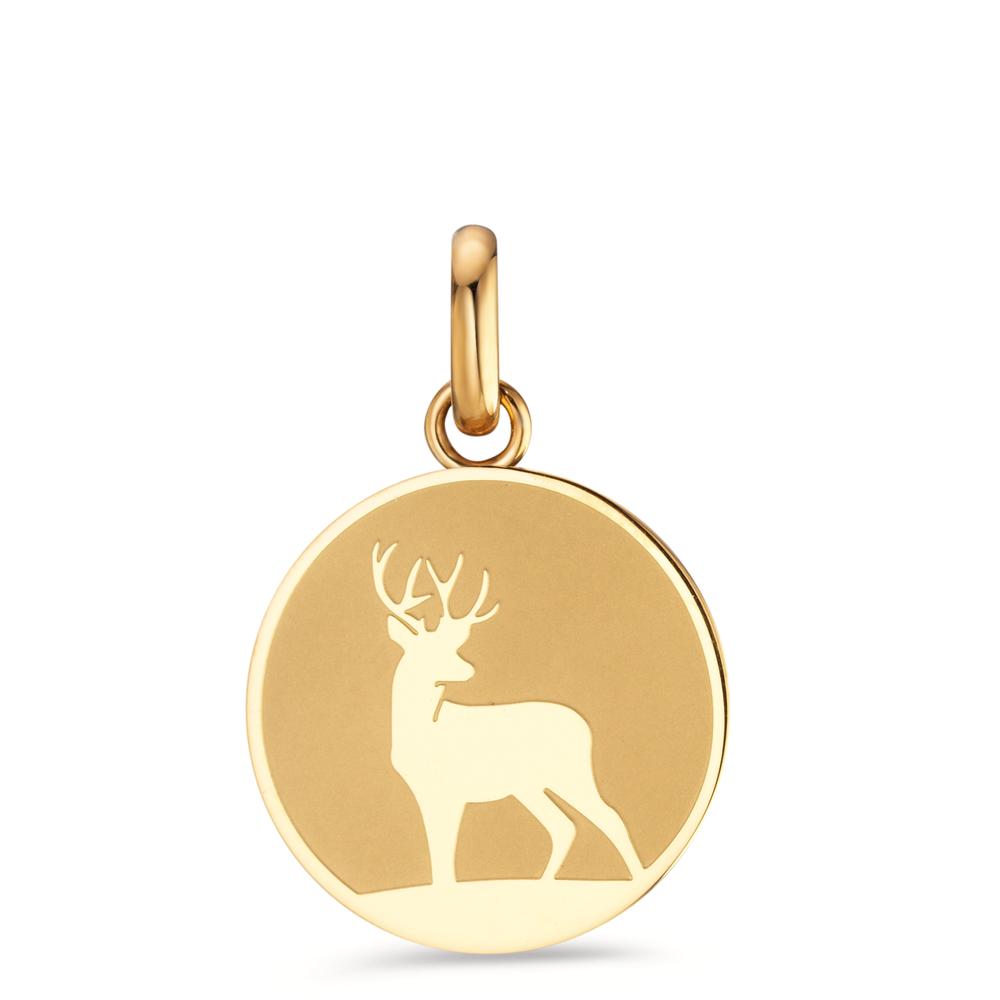 Pendant Stainless steel Yellow IP coated Deer Ø18 mm