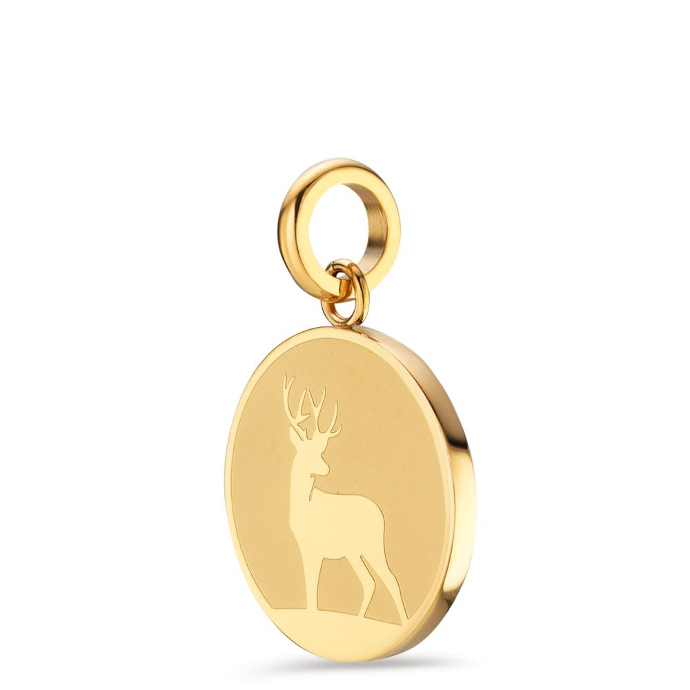 Pendant Stainless steel Yellow IP coated Deer Ø18 mm