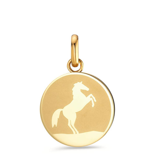 Pendant Stainless steel Yellow IP coated Horse Ø18 mm