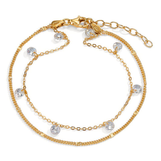 Bracelet Silver Zirconia 8 Stones Yellow Gold plated 17-20 cm