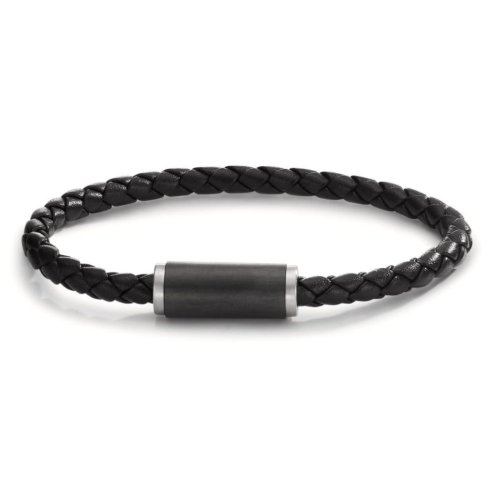 Bracelet Stainless steel, Leather, Carbon 21 cm Ø5.5 mm