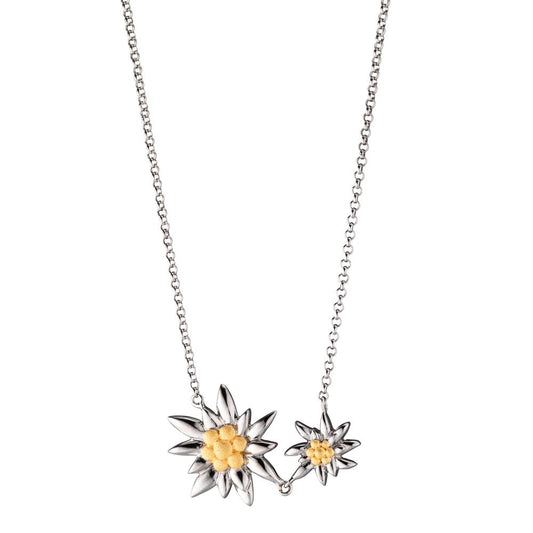 Necklace Silver Bicolor Rhodium plated Edelweiss 42-46.5 cm