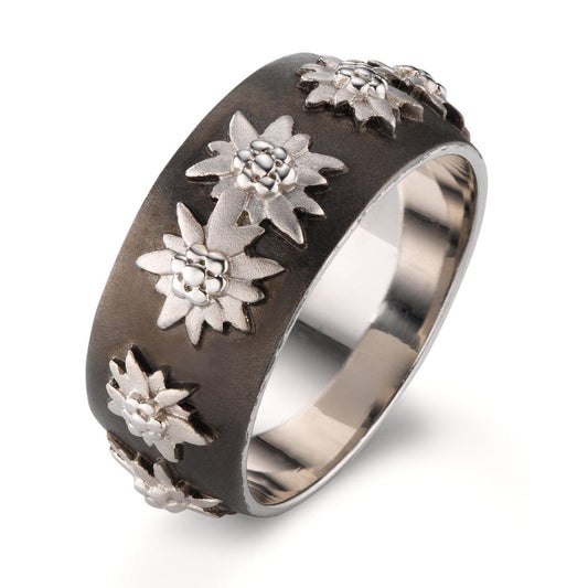 Ring Silver Black Rhodium plated Edelweiss