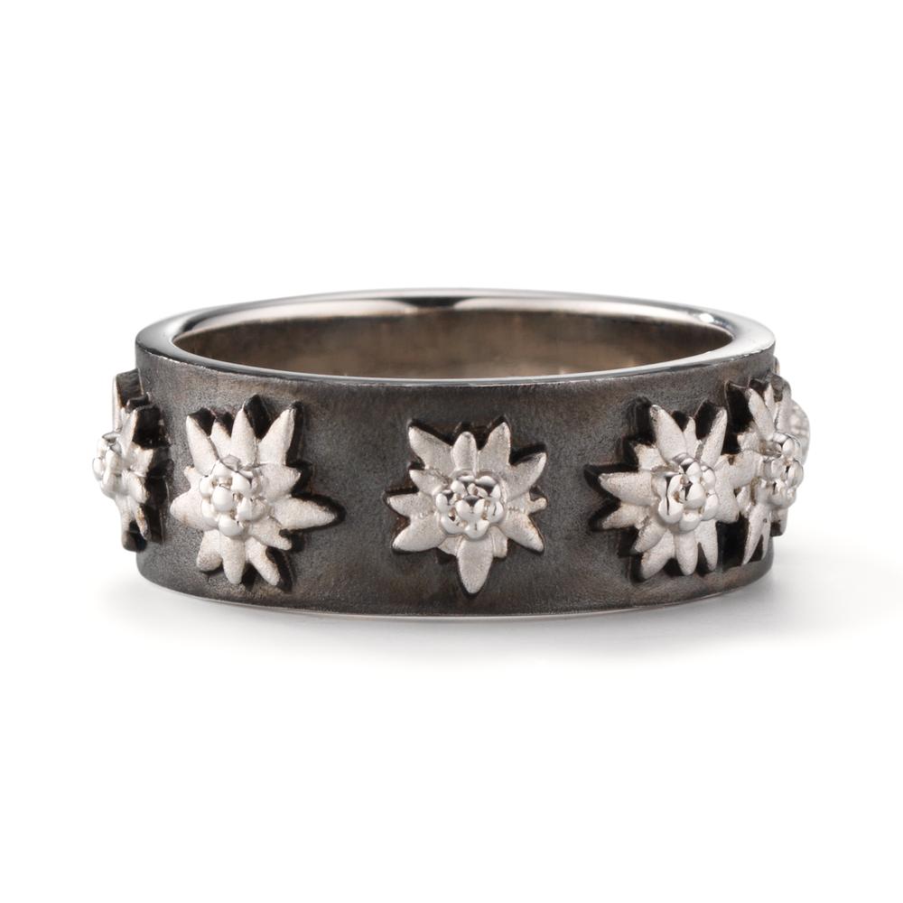 Ring Silver Black Rhodium plated Edelweiss