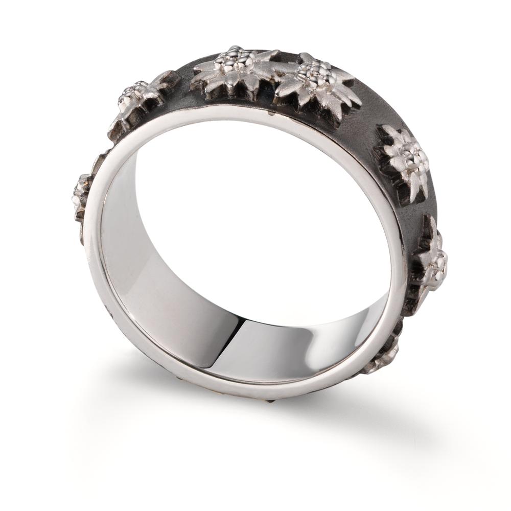 Ring Silver Black Rhodium plated Edelweiss