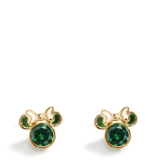 Stud earrings 9k Yellow Gold Zirconia Green, 6 Stones Ø8 mm