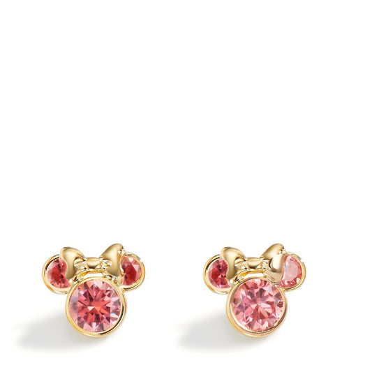 Stud earrings 9k Yellow Gold Zirconia Rose, 6 Stones Ø8 mm