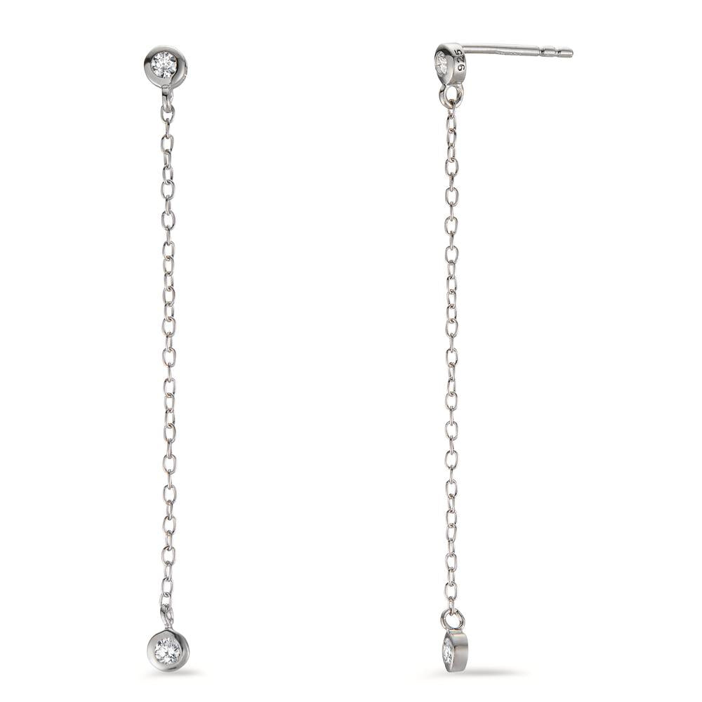 Drop Earrings Silver Zirconia 4 Stones Rhodium plated