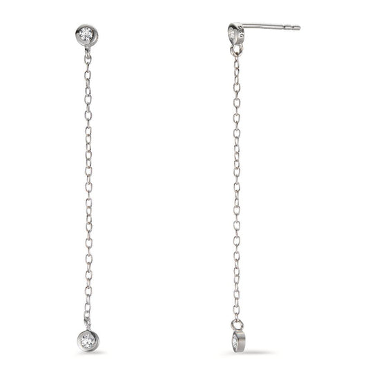 Drop Earrings Silver Zirconia 4 Stones Rhodium plated