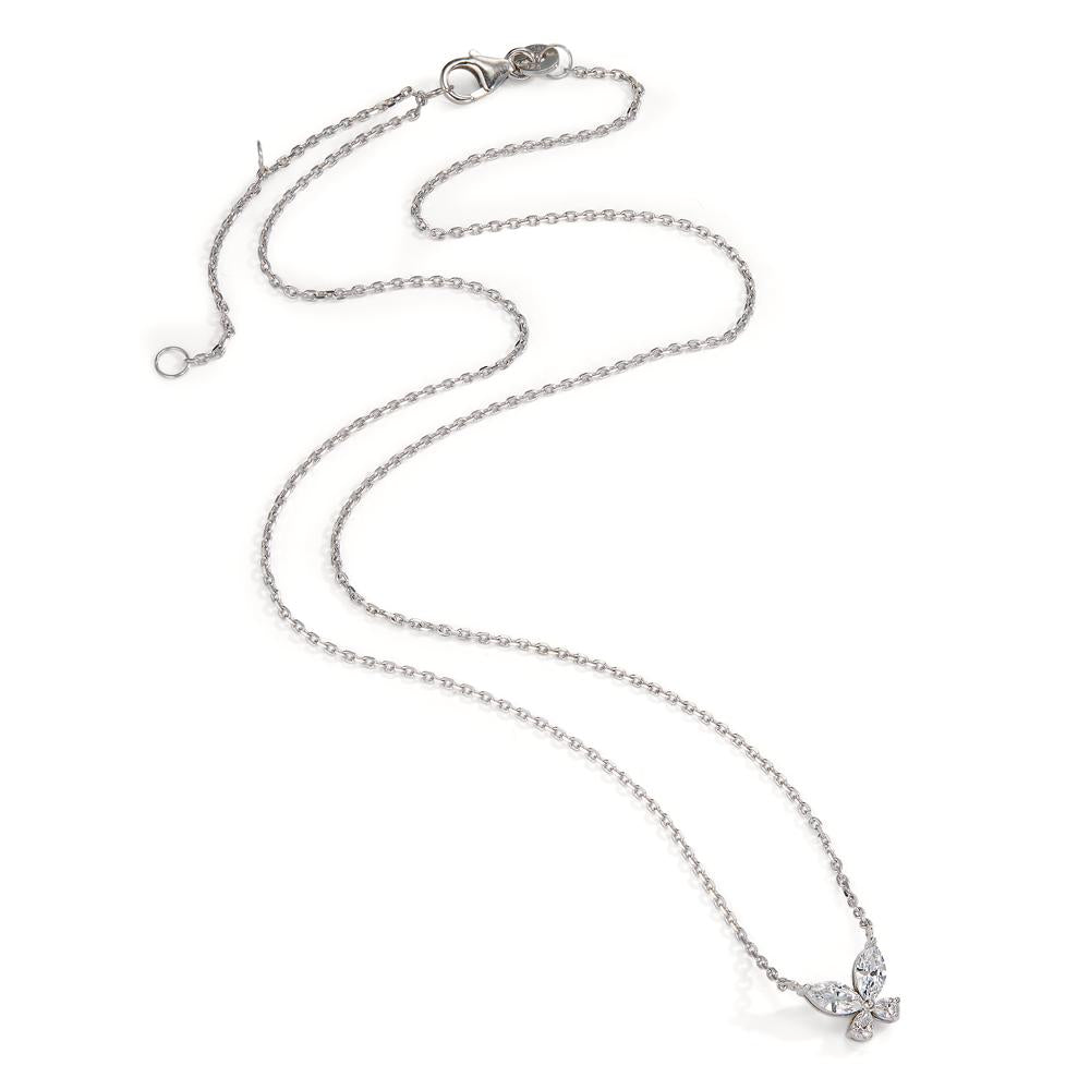 Necklace Silver Zirconia 4 Stones Rhodium plated Butterfly 40-45 cm