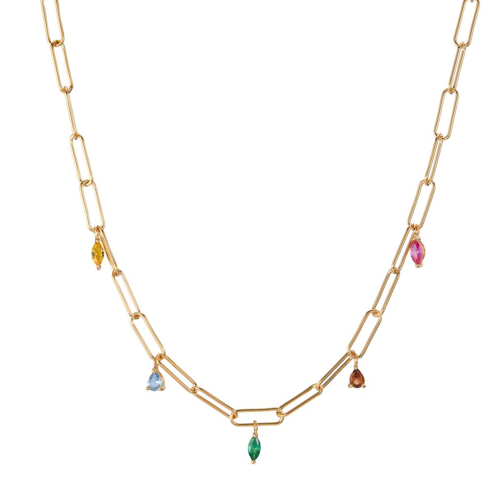 Necklace Bronze Zirconia Colorful, 5 Stones