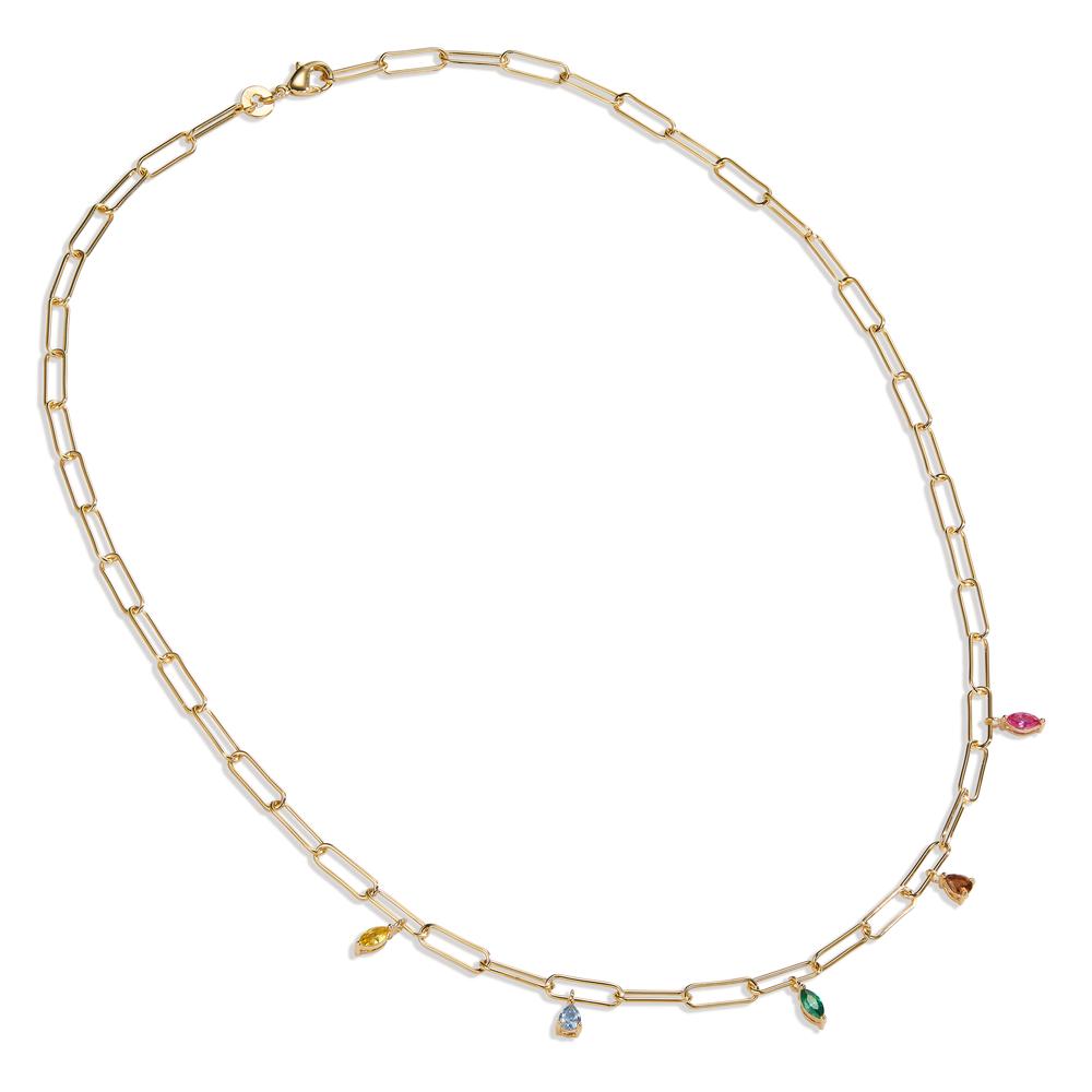 Necklace Bronze Zirconia Colorful, 5 Stones