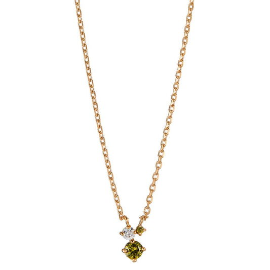 Necklace Bronze Zirconia Green, 3 Stones 40-45 cm