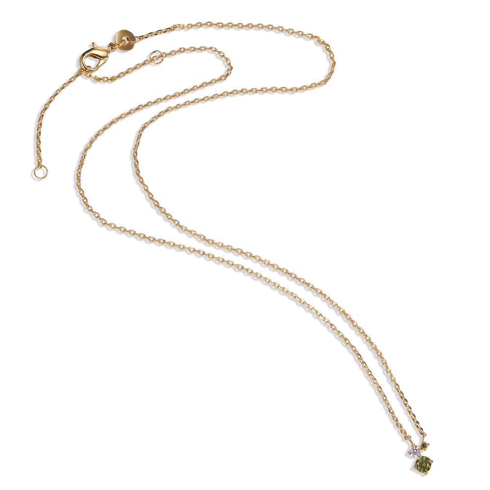 Necklace Bronze Zirconia Green, 3 Stones 40-45 cm