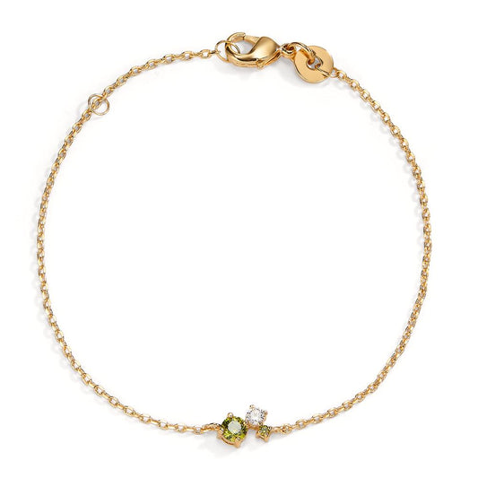 Bracelet Bronze Zirconia Green, 3 Stones 16-18 cm