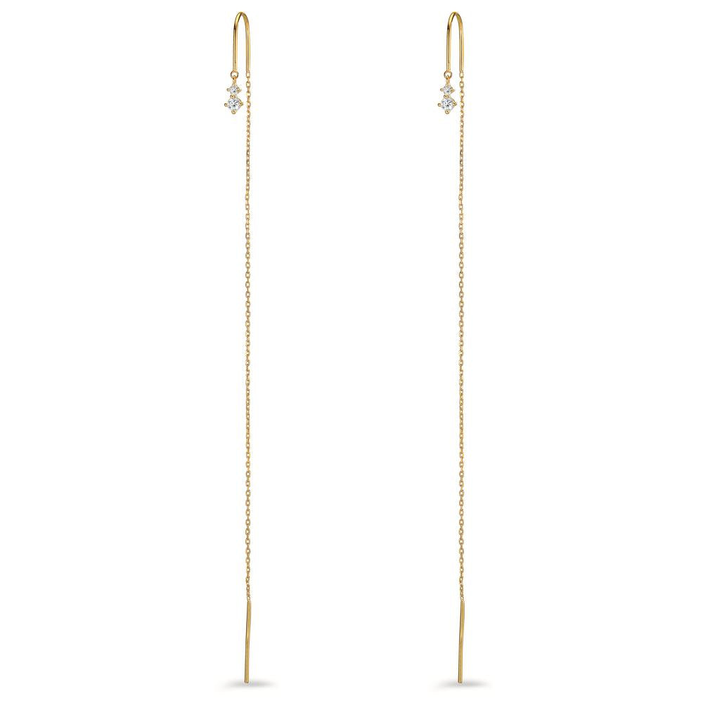 Threader Earrings Bronze Zirconia 4 Stones