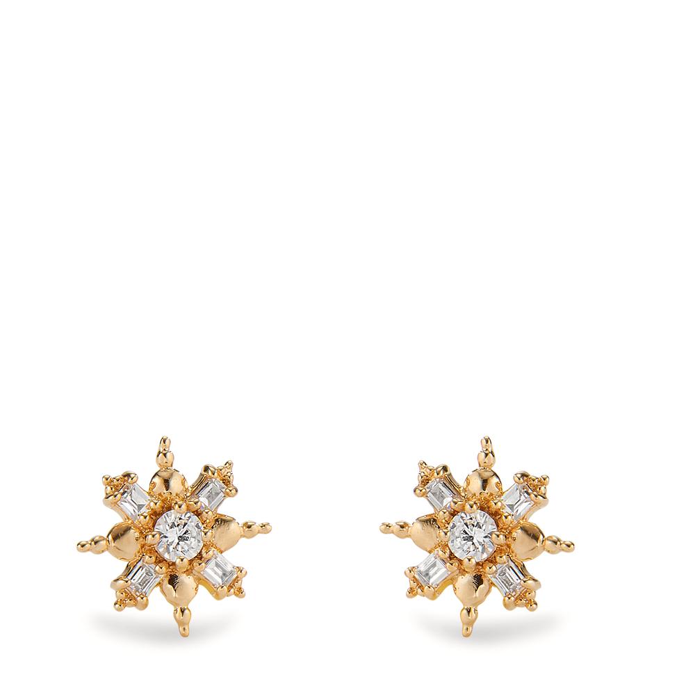 Stud earrings Bronze Zirconia 10 Stones Snowflake Ø8 mm