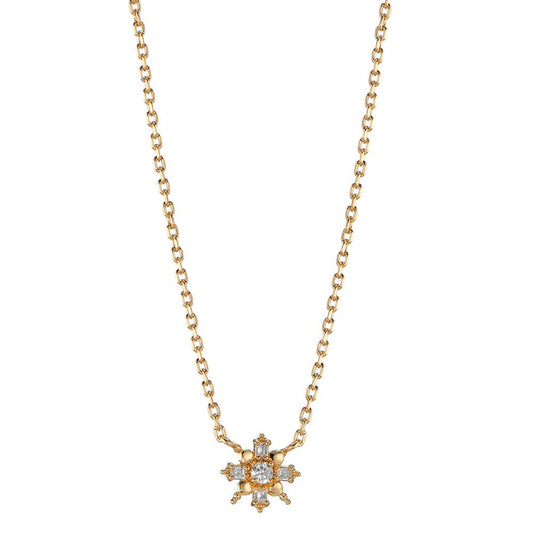 Necklace Bronze Zirconia 5 Stones Snowflake 40-45 cm