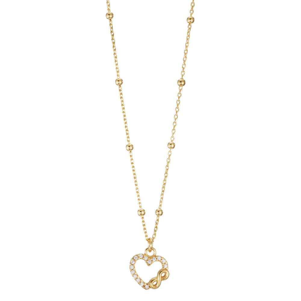 Necklace Silver Zirconia Yellow Gold plated Heart 42-45 cm