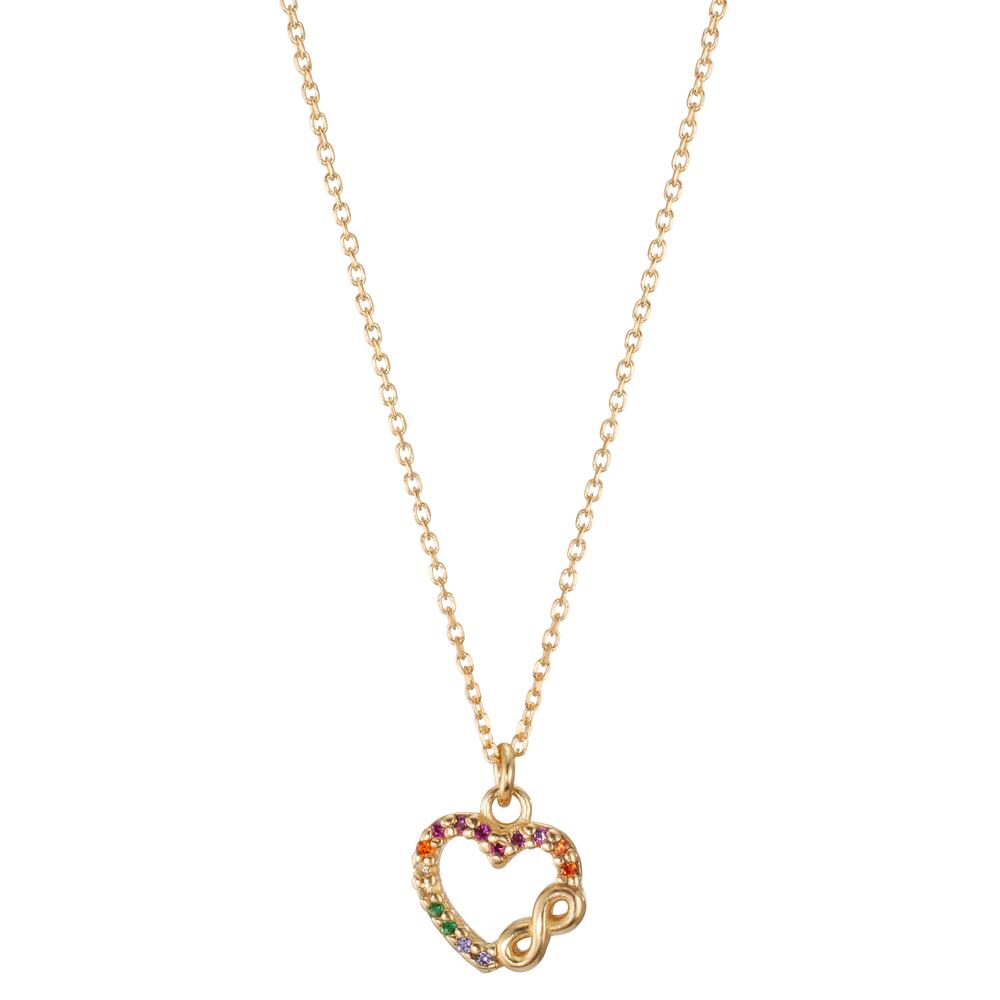 Necklace Silver Zirconia Colorful Yellow Gold plated Heart 42-45 cm