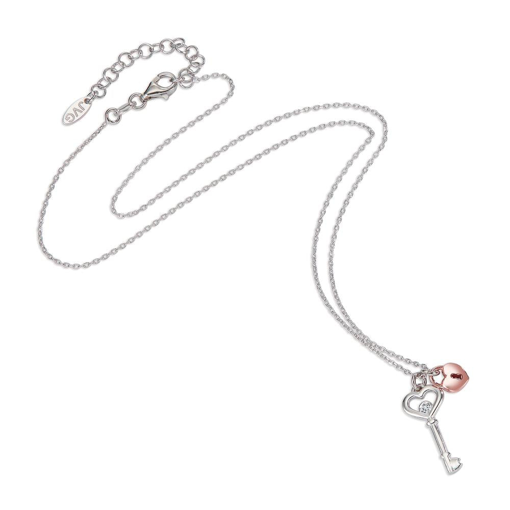 Necklace Silver Zirconia Bicolor Key 40-44 cm