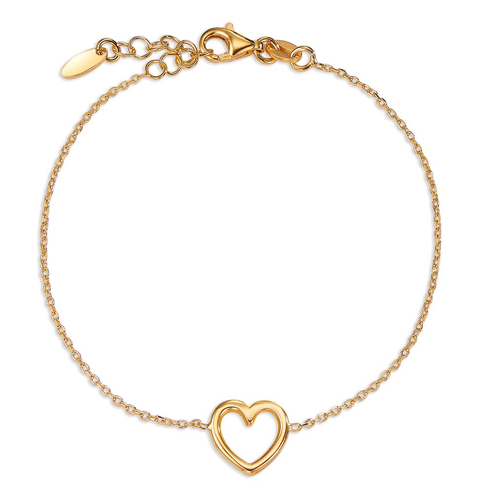 Bracelet Silver Yellow Gold plated Heart 17-19 cm