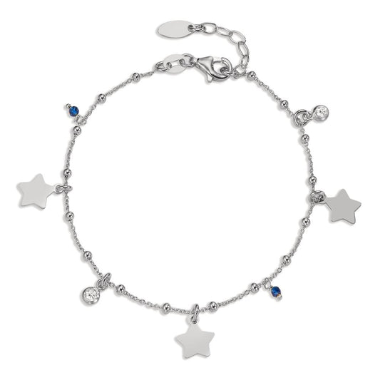 Bracelet Silver Zirconia 4 Stones Rhodium plated Star 17-19 cm