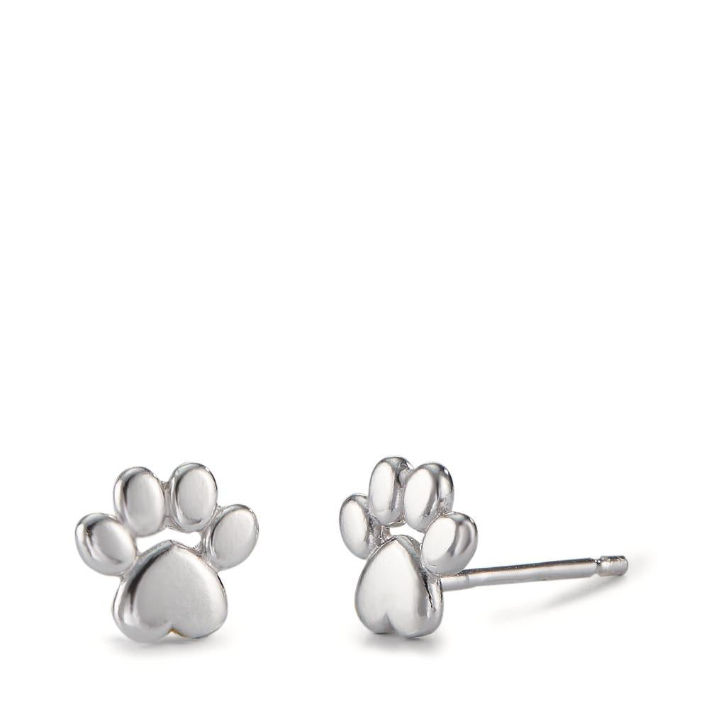 Stud earrings Silver Rhodium plated Paw Ø7 mm