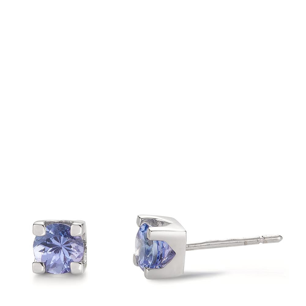 Stud earrings 18k White Gold Tanzanite 0.96 ct, 2 Stones